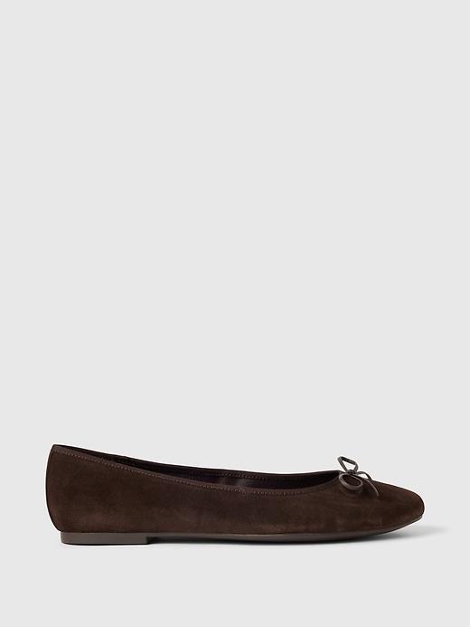 1 of 8 showing, with the color chocolate brown of product Suede Ballet Flats