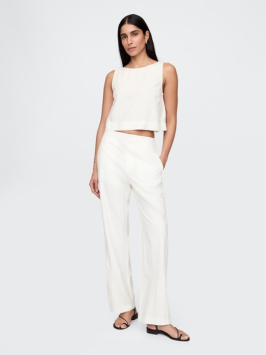 Image number 3 showing, Linen-Blend Crop Shell Tank Top