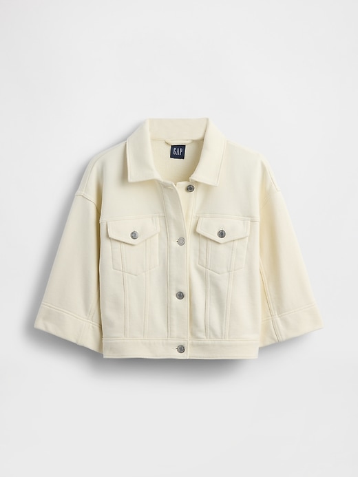 Image number 4 showing, Heavyweight French Terry Denim Crop Jacket